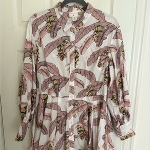 Tropical Print H&M Desmond & Dempsey collab Button-Up Dress
